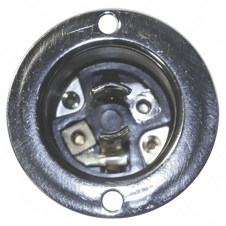 Midget Flanged Locking Inlet, 15 A, 125V AC, Single Phase, 2 Pole, Screw Terminals, Black MPN:HBL7467