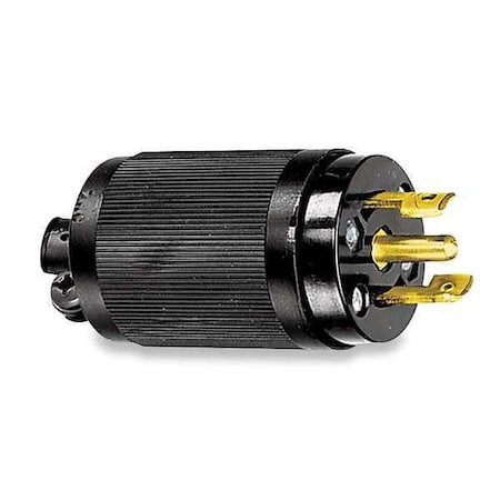 Midget Locking Plug, ML3-15P, 15 A, 125/250V AC, Single Phase, 3 Pole, Screw Terminals, Black MPN:HBL7485