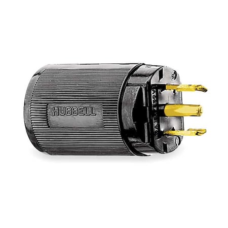 Midget Locking Plug, ML3-15P, 15 A, 125/250V AC, Single Phase, 3 Pole, Screw Terminals, Black MPN:HBL7485V