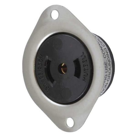 Midget Flanged Locking Receptacle, ML-3R, 15 A, 125/250V AC, Single Phase, 3 Pole, Screw Terminals MPN:HBL7487