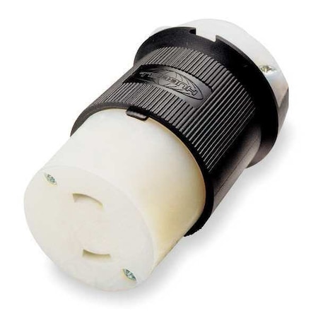 Locking Connector, L1-15R, 15 A, 125V AC, Single Phase, 2 Pole, Screw Terminals, Black, White MPN:HBL7506C