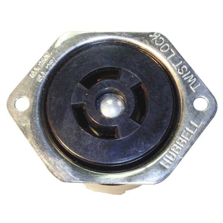 Flanged Locking Receptacle, Non-NEMA, 10/15 A, 125/250V AC, Single Phase, 3 Pole, Flush Mount MPN:HBL7557