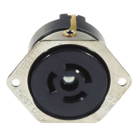 Flanged Locking Receptacle, Non-NEMA, 10/15 A, 125/250V AC, Single Phase, 2 Pole, Flush Mount MPN:HBL7557G