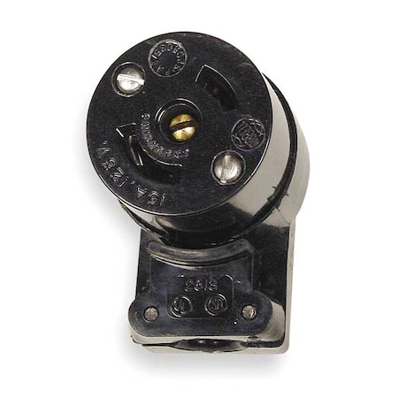 Midget Locking Connector, ML2-15R, 15 A, 125V AC, Single Phase, 2 Pole, Screw Terminals, Black MPN:HBL7571