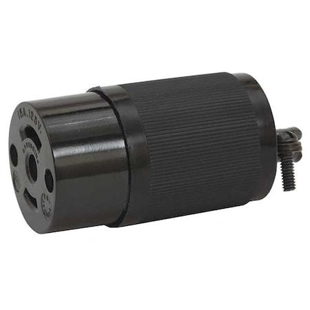 Midget Locking Connector, ML2-15R, 15 A, 125V AC, Single Phase, 2 Pole, Screw Terminals, Black MPN:HBL7593