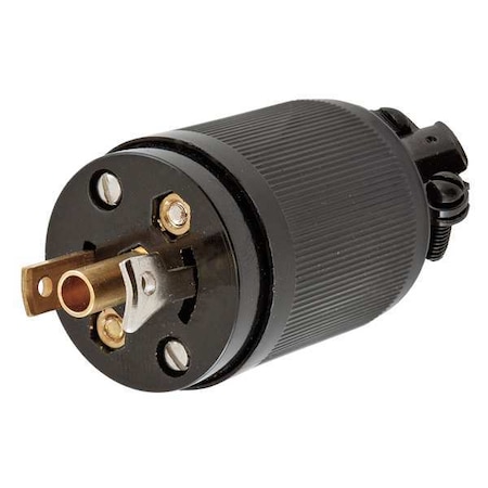 Midget Locking Plug, ML2-15P, 15 A, 125V AC, Single Phase, 2 Pole, Screw Terminals, Black MPN:HBL7594