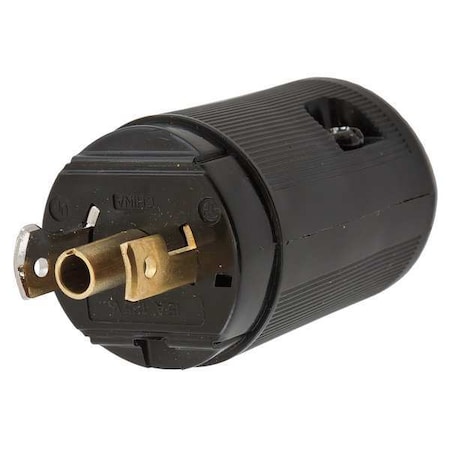Midget Locking Plug, ML2-15P, 15 A, 125V AC, Single Phase, 2 Pole, Screw Terminals, Black MPN:HBL7594V
