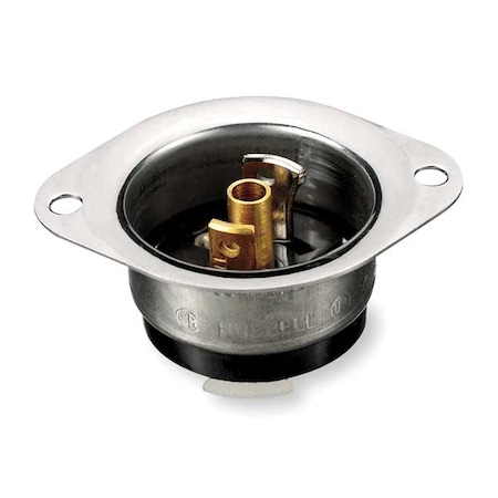 Midget Flanged Locking Inlet, 15 A, 125V AC, Single Phase, 2 Pole, Screw Terminals, Black MPN:HBL7595