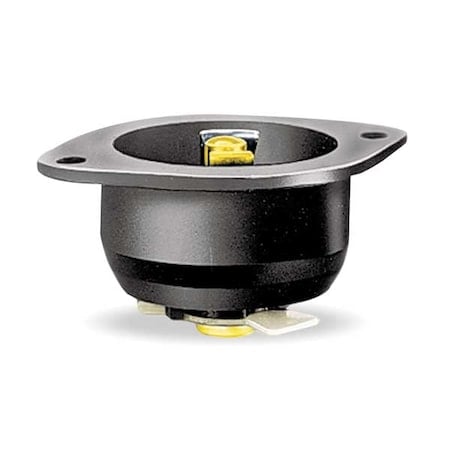 Midget Flanged Locking Inlet, 15 A, 125V AC, Single Phase, 2 Pole, Screw Terminals, Black MPN:HBL7595N