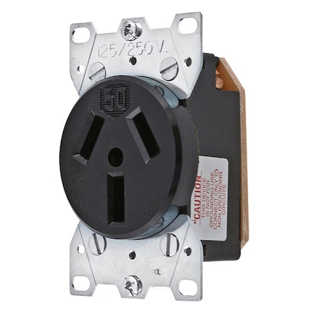 Straight Blade Receptacle, 10-50R, 50 A, 125/250V AC, 3 Pole, 3 Wire, Flush Mount, Non-Grounded MPN:HBL7962
