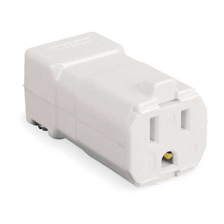 Straight Blade Connector, 5-15R, 15 A, 125V AC, 2 Pole, 3 Wire, Screw Terminals, White MPN:HBL8119V