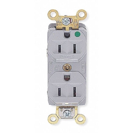 Duplex Straight Blade Receptacle, 5-15R, 15 A, 125V AC, 2 Pole, 3 Wire, Flush Mount, Grounded MPN:HBL8200HG