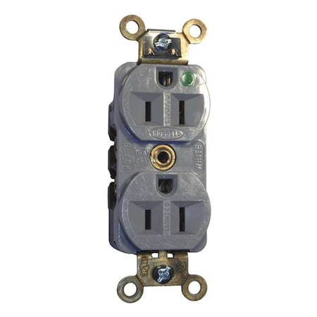 Straight Blade Receptacle, 5-15R, 15 A, 125V AC, 2 Pole, 3 Wire, Flush Mount, Grounded MPN:HBL8200ILGY