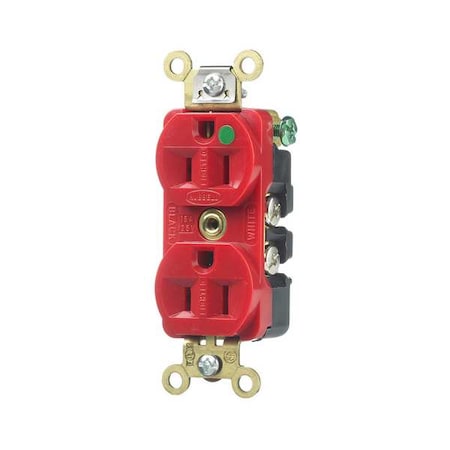 Straight Blade Receptacle, 5-15R, 15 A, 125V AC, 2 Pole, 3 Wire, Flush Mount, Grounded MPN:HBL8200ILR