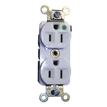 Duplex Straight Blade Receptacle, 5-15R, 15 A, 125V AC, 2 Pole, 3 Wire, Flush Mount, Grounded MPN:HBL8200ILW