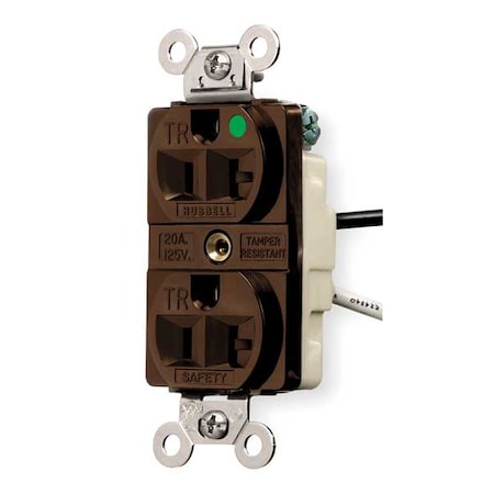 Duplex Straight Blade Receptacle, 5-15R, 15 A, 125V AC, 2 Pole, 3 Wire, Flush Mount, Grounded MPN:HBL8200SGA