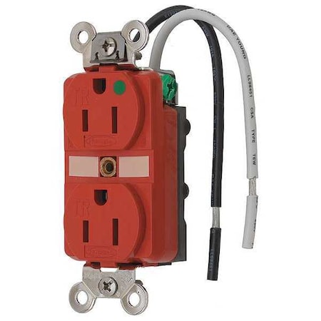 Duplex Straight Blade Receptacle, 5-15R, 15 A, 125V AC, 2 Pole, 3 Wire, Flush Mount, Grounded MPN:HBL8200SGRA