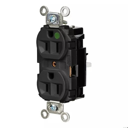 Straight Blade Receptacle, 5-15R, 15 A, 125V AC, 2 Pole, 3 Wire, Surface Mount, Grounded MPN:HBL8200STBK