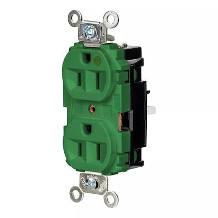Straight Blade Receptacle, 5-15R, 15 A, 125V AC, 2 Pole, 3 Wire, Surface Mount, Grounded MPN:HBL8200STGN