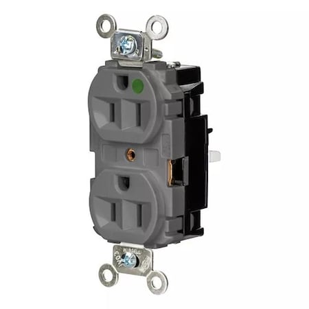 Straight Blade Receptacle, 5-15R, 15 A, 125V AC, 2 Pole, 3 Wire, Surface Mount, Grounded MPN:HBL8200STGY
