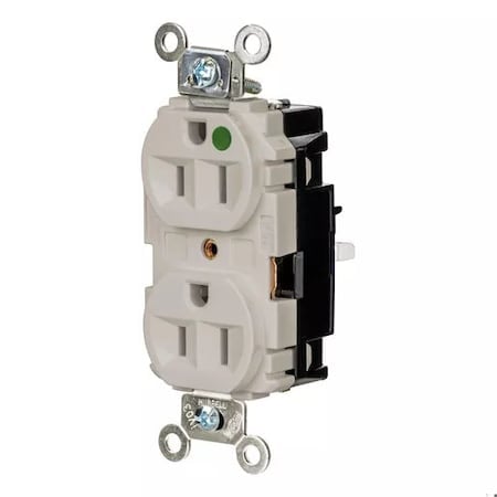 Straight Blade Receptacle, 5-15R, 15 A, 125V AC, 2 Pole, 3 Wire, Surface Mount, Grounded MPN:HBL8200STLA