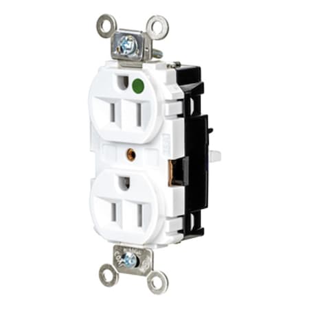 Straight Blade Receptacle, 5-15R, 15 A, 125V AC, 2 Pole, 3 Wire, Surface Mount, Grounded MPN:HBL8200STW