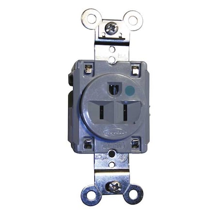 Straight Blade Receptacle, 5-15R, 15 A, 125V AC, 2 Pole, 3 Wire, Flush Mount, Grounded MPN:HBL8210GY