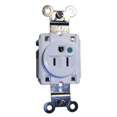 Straight Blade Receptacle, 5-15R, 15 A, 125V AC, 2 Pole, 3 Wire, Flush Mount, Grounded MPN:HBL8210W