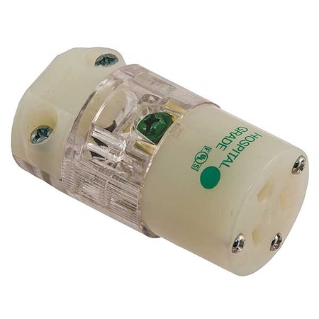 Straight Blade Connector, 5-15R, 15 A, 125V AC, 2 Pole, 3 Wire, Screw Terminals, Clear MPN:HBL8219CT