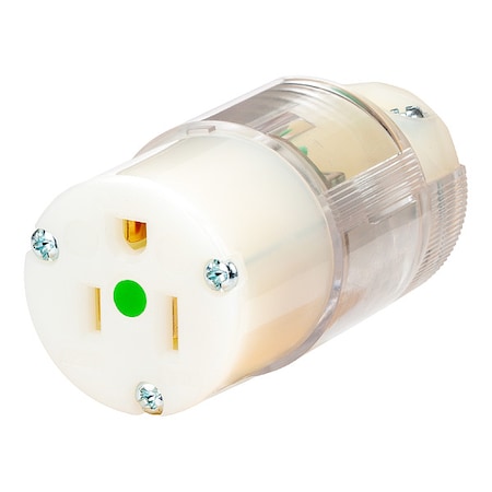 Straight Blade Connector, 5-15R, 15 A, 125V AC, 2 Pole, 3 Wire, Spring Clamp Terminals, Clear MPN:HBL8219CTST