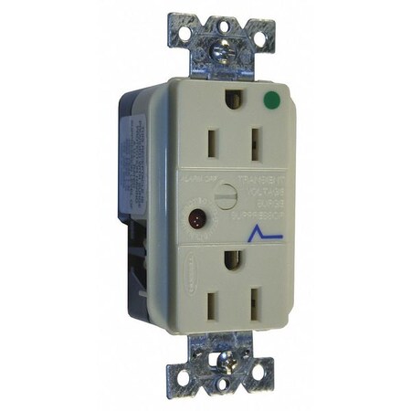 Straight Blade Receptacle, 5-15R, 15 A, 125V AC, 2 Pole, 3 Wire, Flush Mount, Grounded MPN:HBL8262ISA