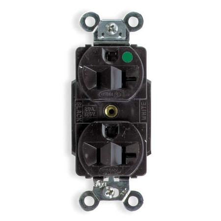 Straight Blade Receptacle, 5-20R, 20 A, 125V AC, 2 Pole, 3 Wire, Flush Mount, Grounded MPN:HBL8300