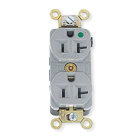 Straight Blade Receptacle, 5-20R, 20 A, 125V AC, 2 Pole, 3 Wire, Flush Mount, Grounded MPN:HBL8300HG