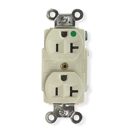 Duplex Straight Blade Receptacle, 5-20R, 20 A, 125V AC, 2 Pole, 3 Wire, Flush Mount, Grounded MPN:HBL8300I