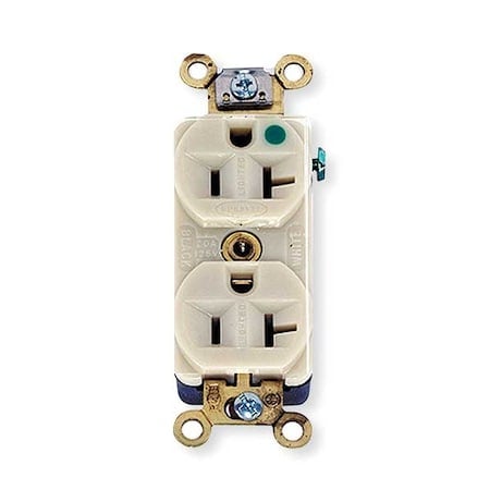 Duplex Straight Blade Receptacle, 5-20R, 20 A, 125V AC, 2 Pole, 3 Wire, Flush Mount, Grounded MPN:HBL8300ILI