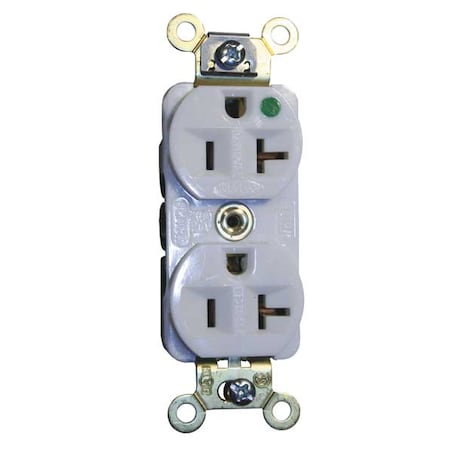Duplex Straight Blade Receptacle, 5-20R, 20 A, 125V AC, 2 Pole, 3 Wire, Flush Mount, Grounded MPN:HBL8300ILW