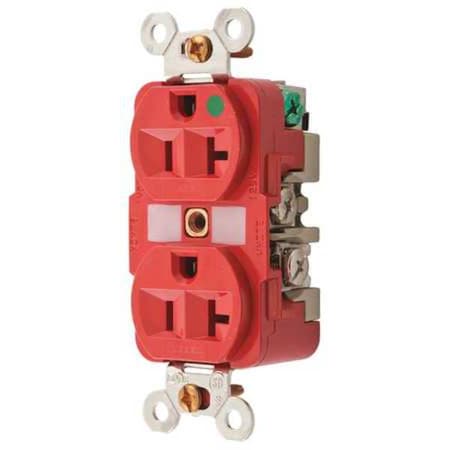 Duplex Straight Blade Receptacle, 5-20R, 20 A, 125V AC, 2 Pole, 3 Wire, Flush Mount, Grounded MPN:HBL8300RMRI