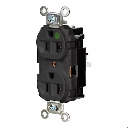 Straight Blade Receptacle, 5-20R, 20 A, 125V AC, 2 Pole, 3 Wire, Surface Mount, Grounded MPN:HBL8300STBK