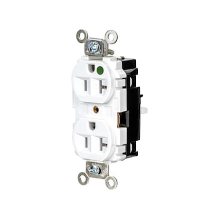Straight Blade Receptacle, 5-20R, 20 A, 125V AC, 2 Pole, 3 Wire, Surface Mount, Grounded MPN:HBL8300STW
