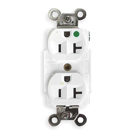 Straight Blade Receptacle, 5-20R, 20 A, 125V AC, 2 Pole, 3 Wire, Flush Mount, Grounded MPN:HBL8300W