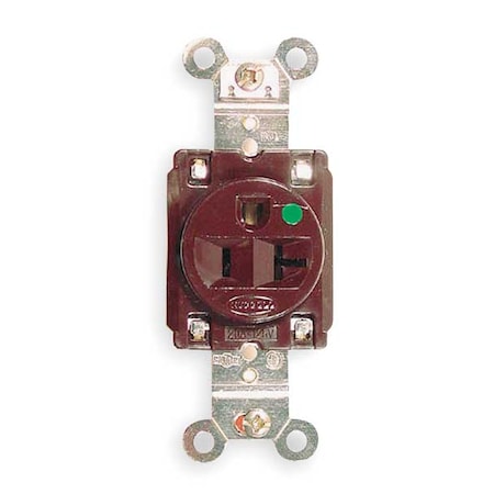 Straight Blade Receptacle, 5-20R, 20 A, 125V AC, 2 Pole, 3 Wire, Flush Mount, Grounded MPN:HBL8310