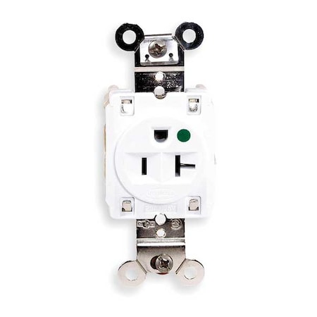 Straight Blade Receptacle, 5-20R, 20 A, 125V AC, 2 Pole, 3 Wire, Flush Mount, Grounded MPN:HBL8310W