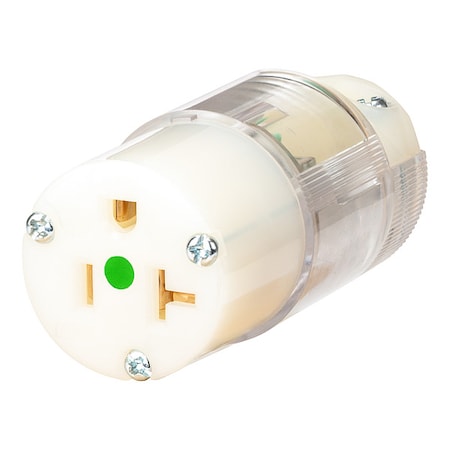 Straight Blade Connector, 5-20R, 20 A, 125V AC, 2 Pole, 3 Wire, Spring Clamp Terminals, Clear MPN:HBL8319CTST