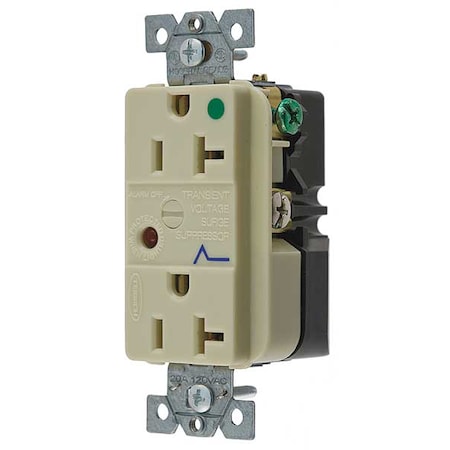 Straight Blade Receptacle, 5-20R, 20 A, 125V AC, 2 Pole, 3 Wire, Flush Mount, Grounded MPN:HBL8362ISA
