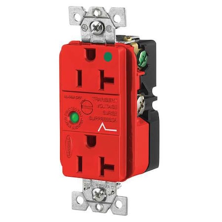 Straight Blade Receptacle, 5-20R, 20 A, 125V AC, 2 Pole, 3 Wire, Flush Mount, Grounded MPN:HBL8362RSA