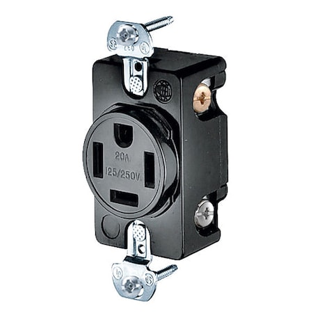 Straight Blade Receptacle, 14-20R, 20 A, 125/250V AC, 3 Pole, 4 Wire, Flush Mount, Grounded MPN:HBL8410