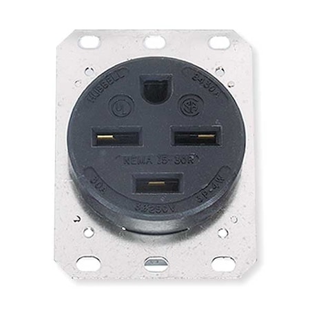 Straight Blade Receptacle, 15-30R, 30 A, 250V AC, 3 Pole, 4 Wire, Flush Mount, Grounded MPN:HBL8430A
