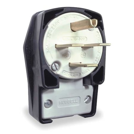Straight Blade Plug, 15-30P, 30 A, 250V AC, 3 Pole, Screw Terminals, Grounded MPN:HBL8432C