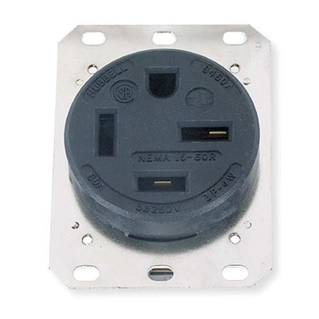 Straight Blade Receptacle, 15-60R, 60 A, 250V AC, 3 Pole, 4 Wire, Flush Mount, Grounded MPN:HBL8460A