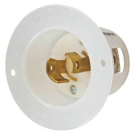 Locking Inlet, 20 A, 250V AC, Single Phase, 2 Pole, Screw Terminals, White MPN:HBL8815C